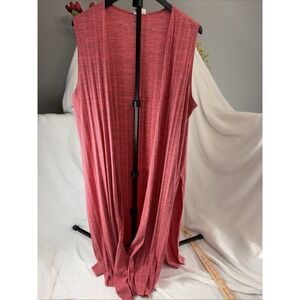LuLaRoe Joy Duster Vest Large Lightweight Layering Longline Heathered Slit Boho